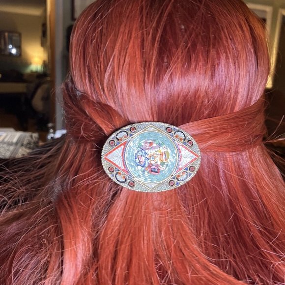 One Of A Kind Micro-mosaic Hair Barrette Or Broach  Antique